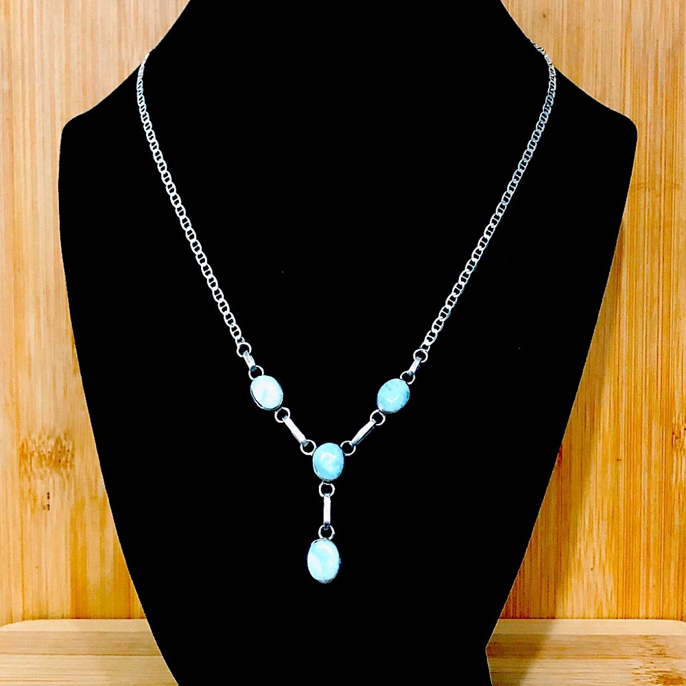 $74  Reversible Italian Amber 0r Turquoise Estate Necklace Hallmarked 925 ITALY